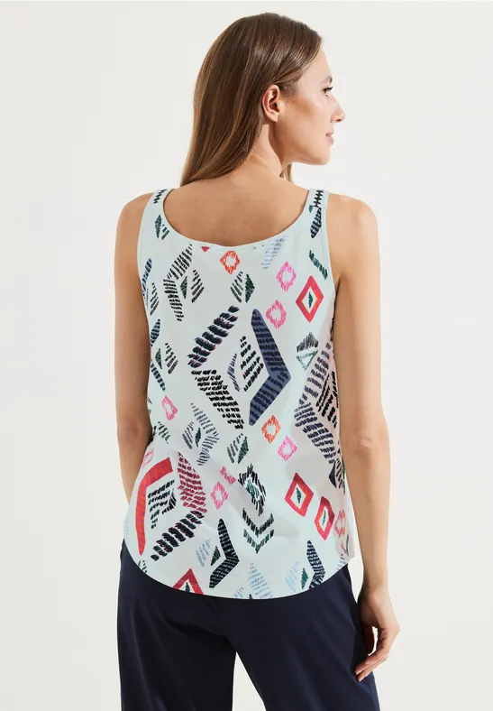 Top mit Print und Stickerei vanilla white