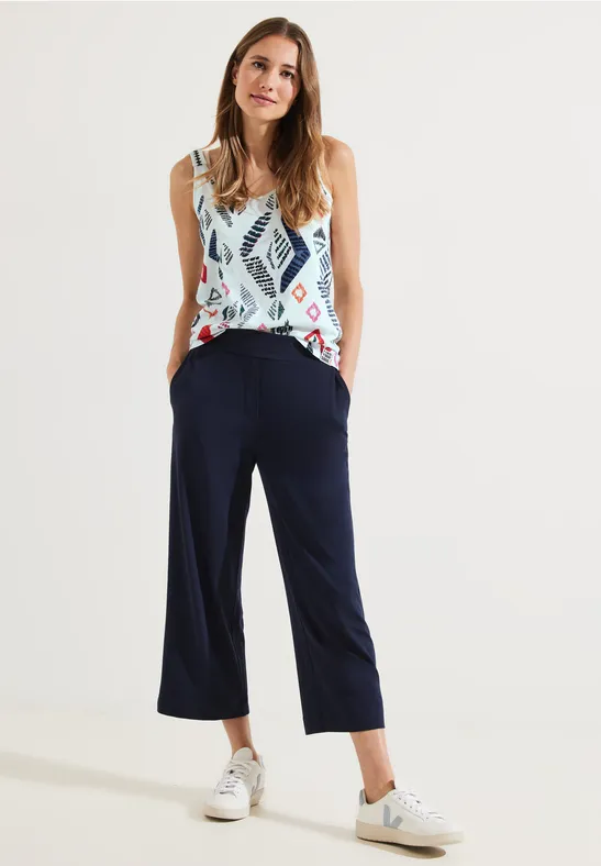 Top mit Print und Stickerei vanilla white