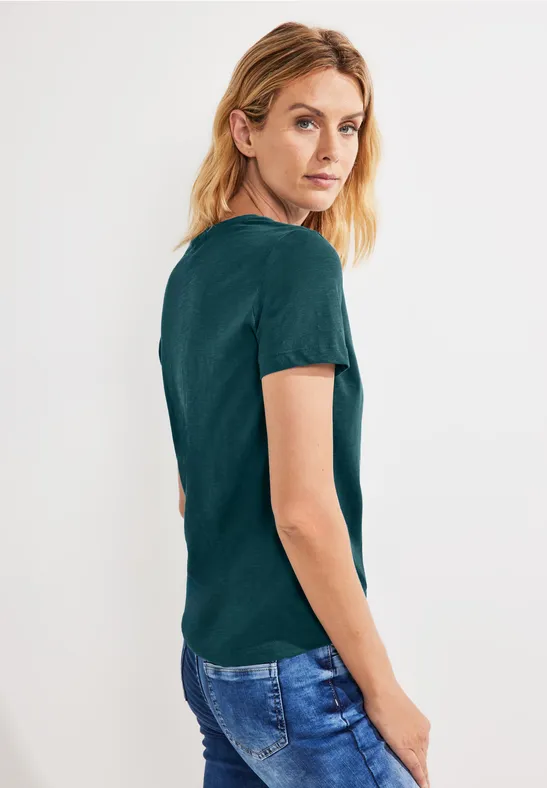 Shirt met wording-print deep lake green
