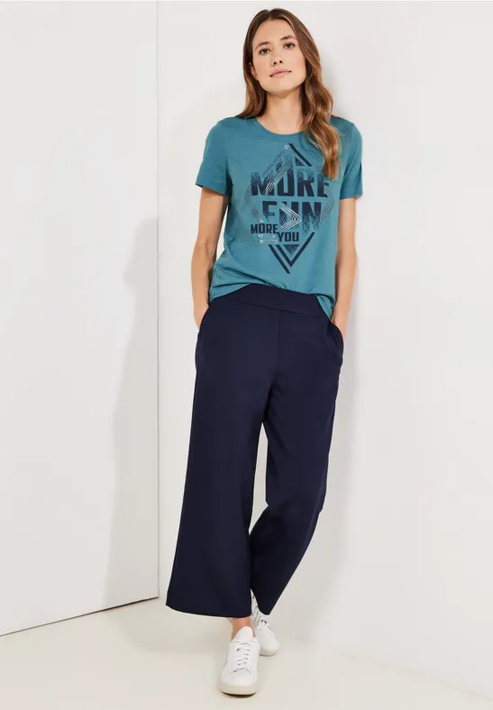 Shirt met wording-print adriatic blue
