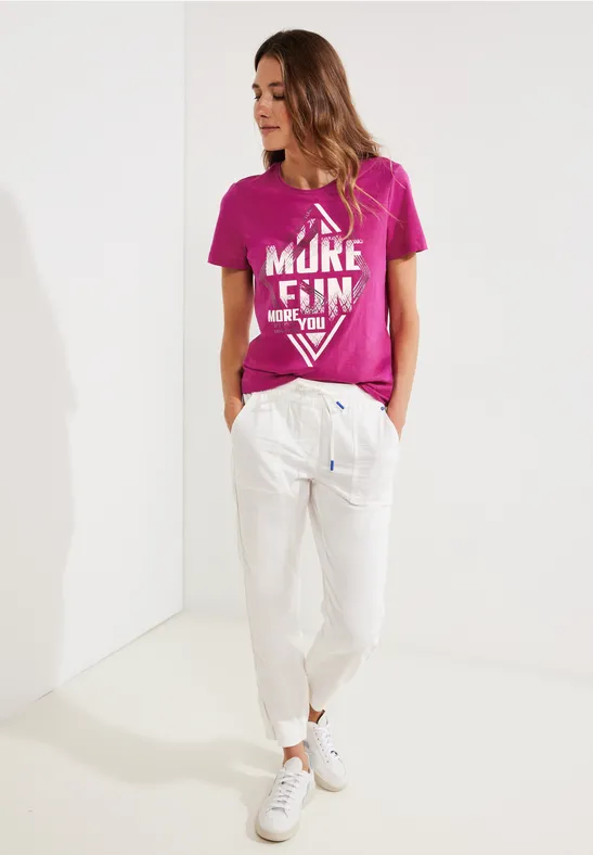 Shirt met wording-print cool pink