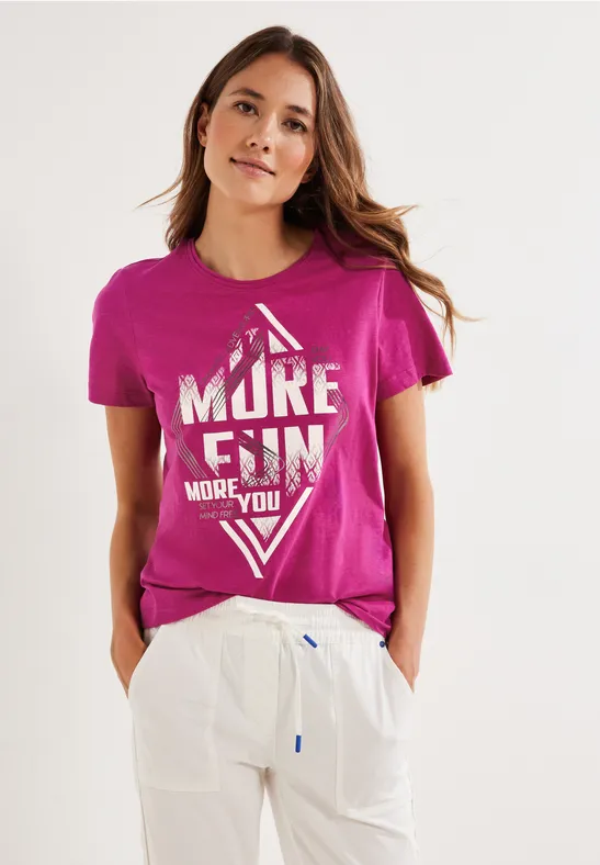 Shirt met wording-print cool pink