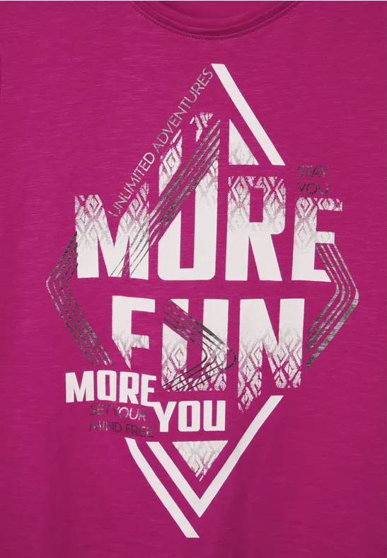 Shirt met wording-print cool pink