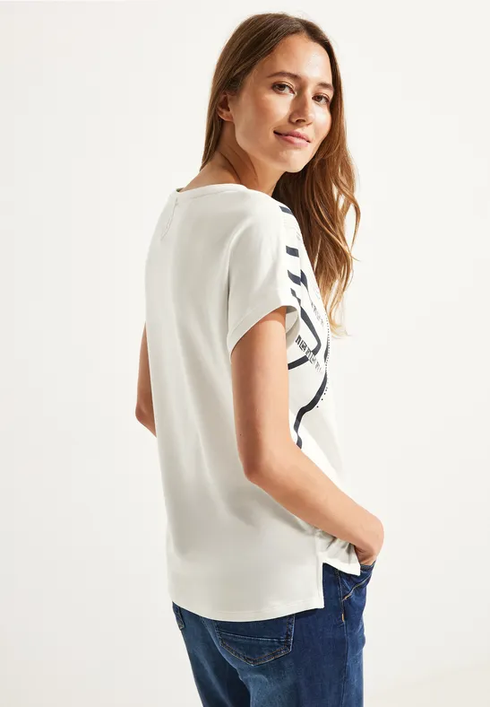 T-shirt à imprimé partiel vanilla white