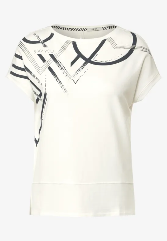 T-shirt à imprimé partiel vanilla white