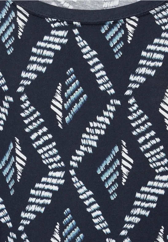 T-shirt met Rhombus-print night sky blue