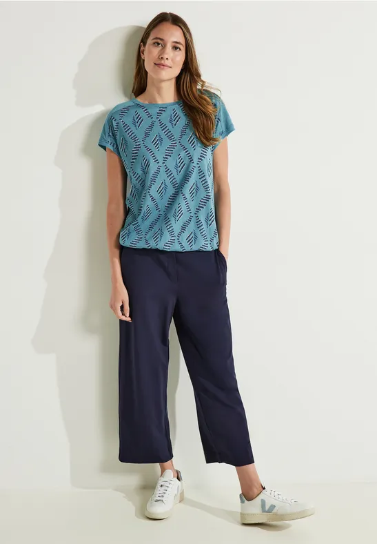 T-Shirt mit Rhombus Print adriatic blue