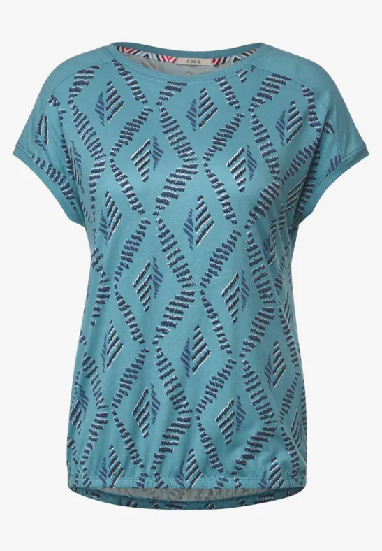 T-Shirt mit Rhombus Print adriatic blue
