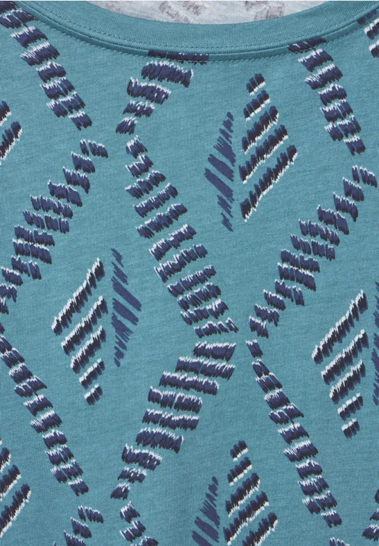 T-Shirt mit Rhombus Print adriatic blue