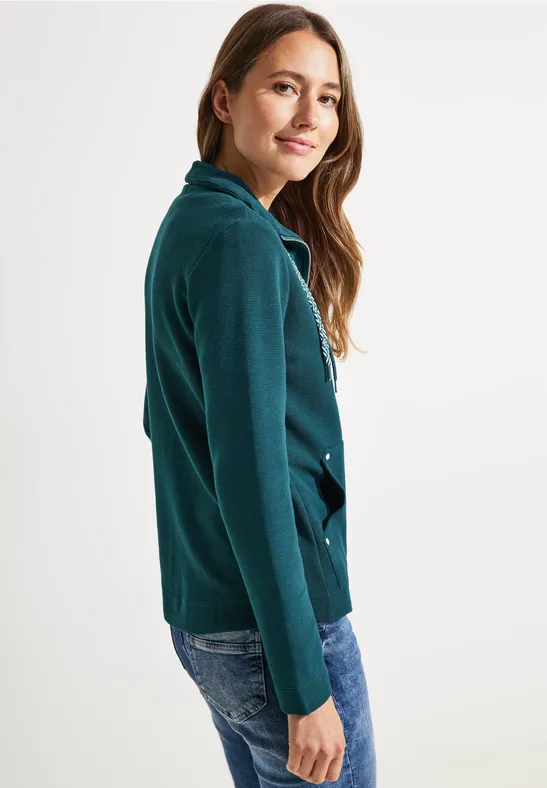 Sweatjack met structuur deep lake green