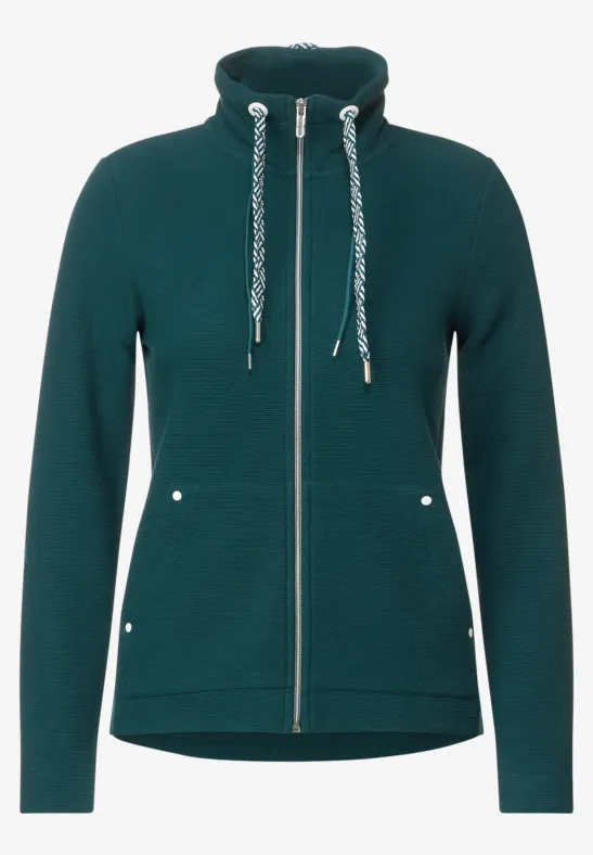 Sweatjack met structuur deep lake green