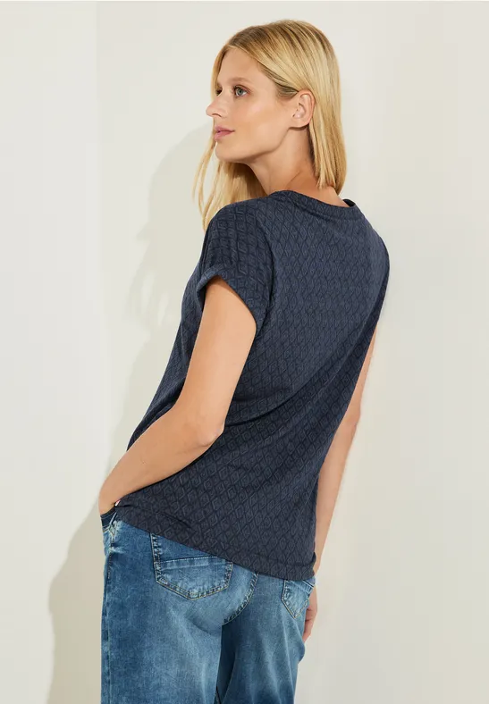 T-shirt met burnout-look night sky blue