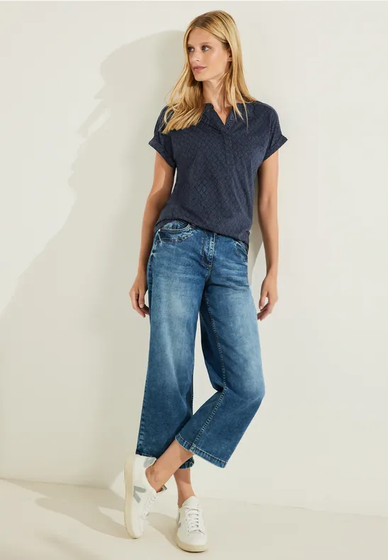 T-shirt met burnout-look night sky blue