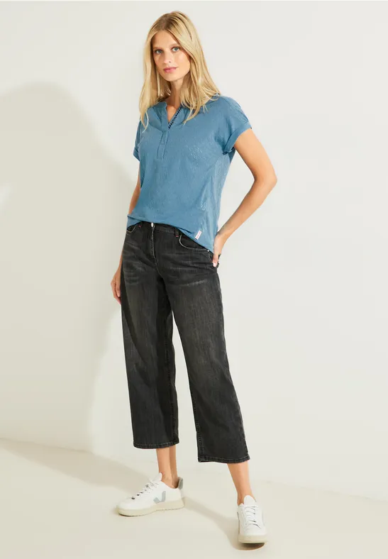 T-shirt met burnout-look adriatic blue