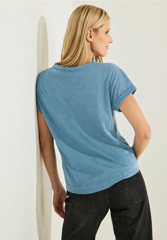 T-shirt met burnout-look adriatic blue
