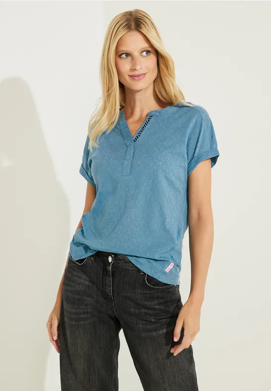 T-shirt met burnout-look adriatic blue