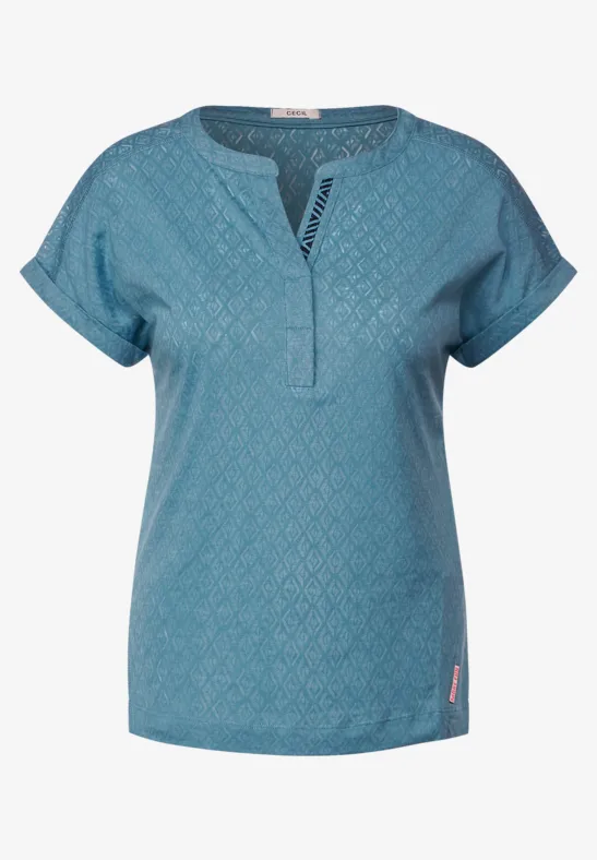 T-shirt met burnout-look adriatic blue