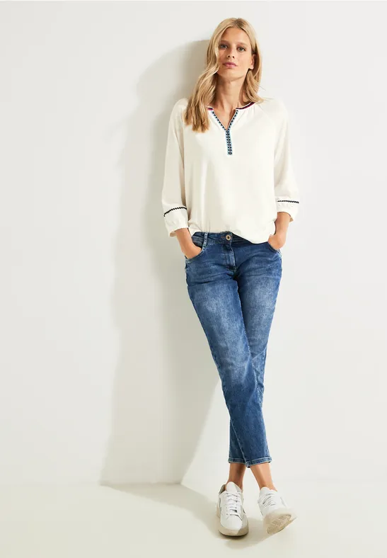 Tunikashirt mit Stickerei vanilla white