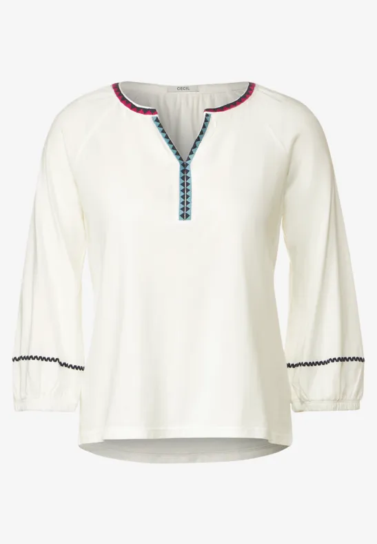 Tunikashirt mit Stickerei vanilla white