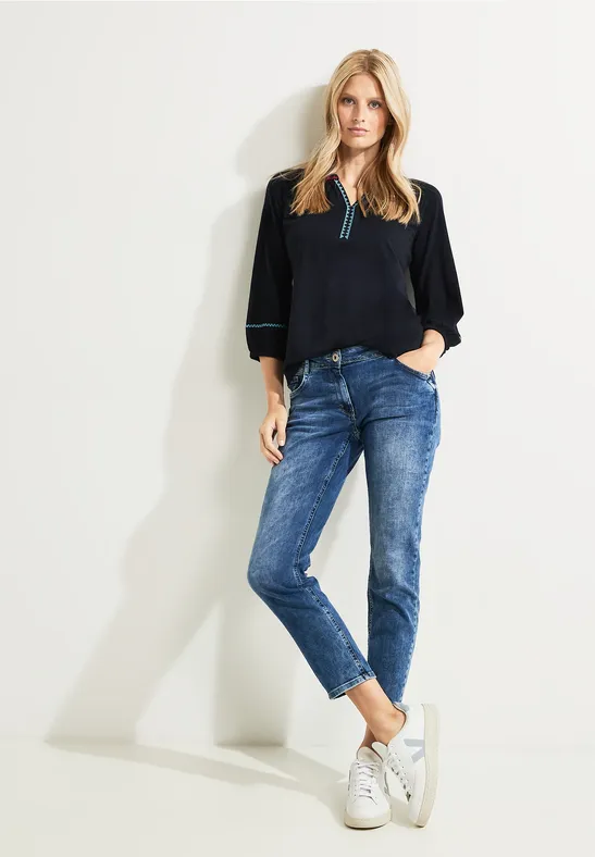 Tuniekshirt met borduursels night sky blue