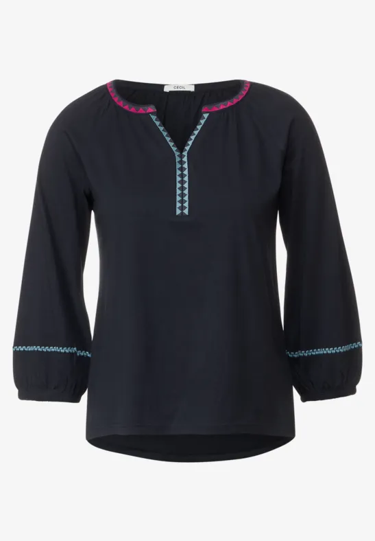 Tuniekshirt met borduursels night sky blue