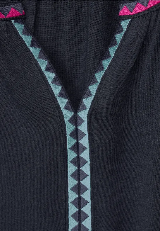 Tuniekshirt met borduursels night sky blue