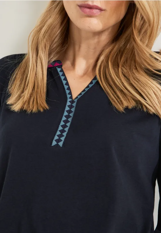 Tuniekshirt met borduursels night sky blue