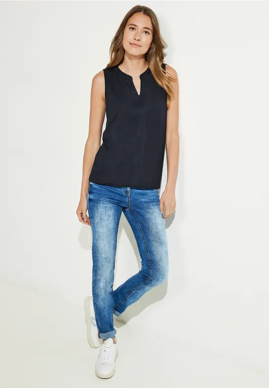 Top mit Elastiksaum night sky blue