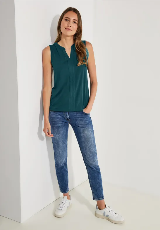 Top mit Elastiksaum deep lake green