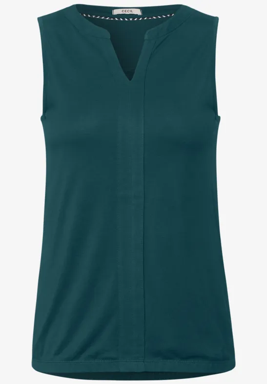 Top mit Elastiksaum deep lake green