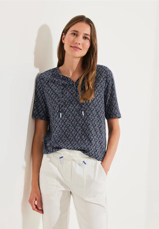 Shirt met Rhombus-print night sky blue