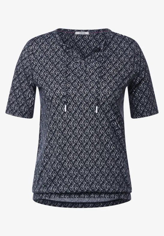 Shirt met Rhombus-print night sky blue
