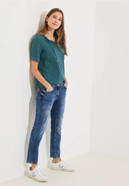 Shirt met Rhombus-print deep lake green