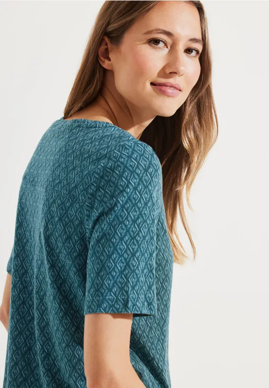 Shirt met Rhombus-print deep lake green