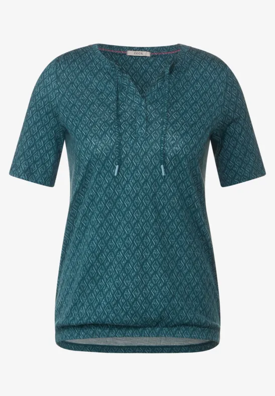 Shirt met Rhombus-print deep lake green