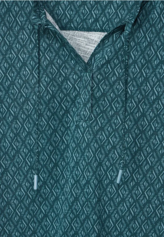 Shirt met Rhombus-print deep lake green
