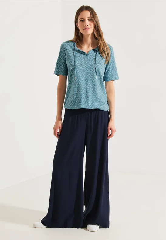Shirt met Rhombus-print adriatic blue