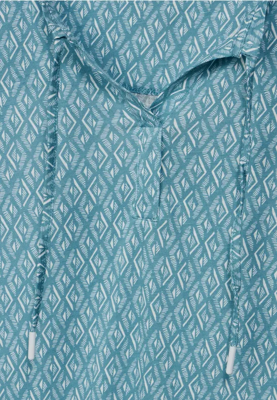 Shirt met Rhombus-print adriatic blue