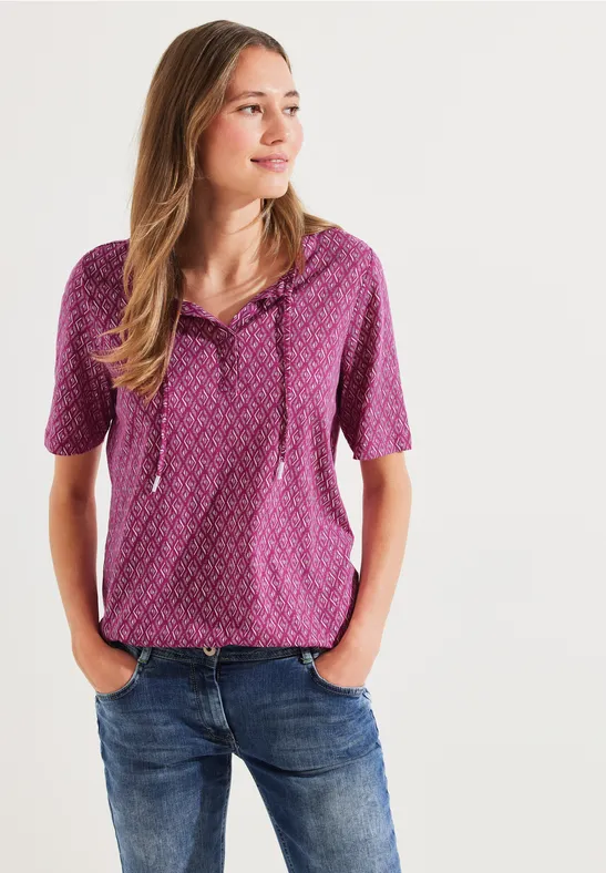 Shirt met Rhombus-print cool pink