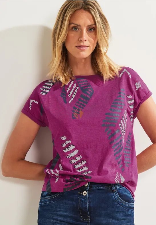 T-shirt met grafische print cool pink melange