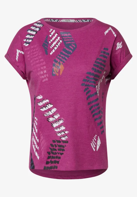 T-shirt met grafische print cool pink melange