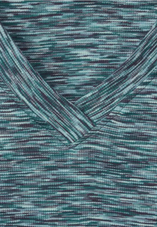 Melange V-Neck Shirt lake green multi melange