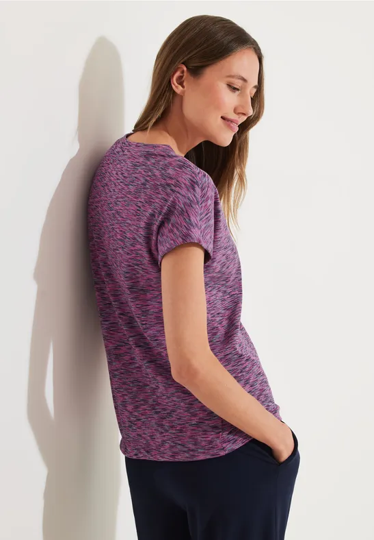 Melange V-Neck Shirt cool pink multi melange