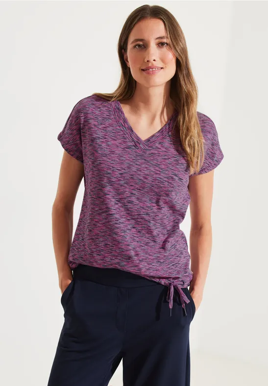 Melange V-Neck Shirt cool pink multi melange