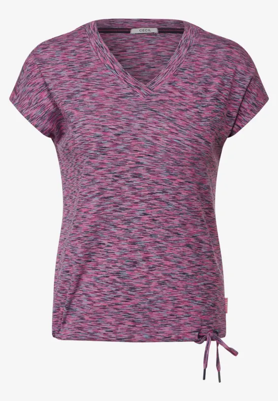 Melange V-Neck Shirt cool pink multi melange