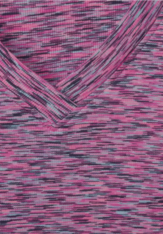 Melange V-Neck Shirt cool pink multi melange