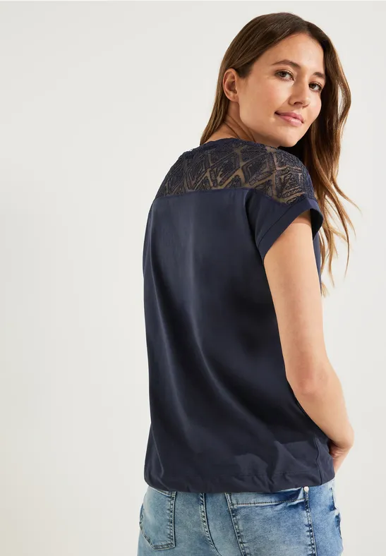 Spitzendetail Shirt night sky blue