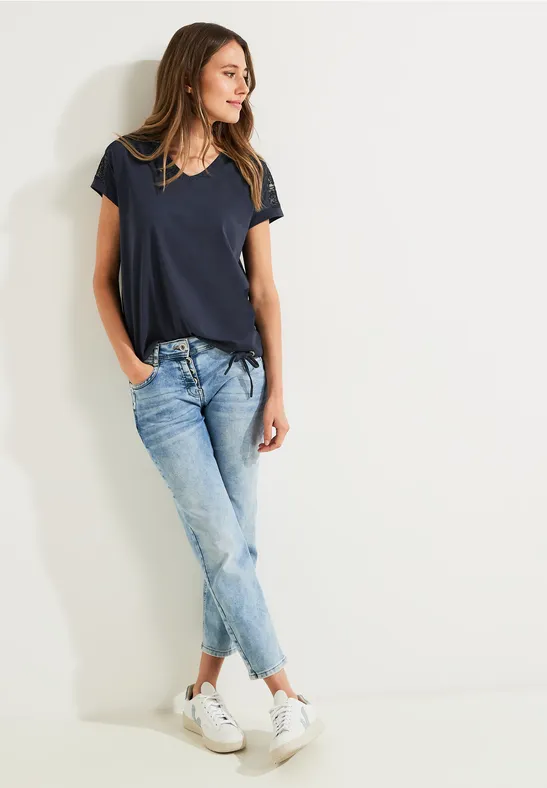 Spitzendetail Shirt night sky blue