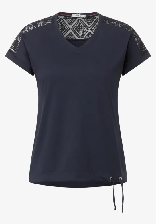 Spitzendetail Shirt night sky blue