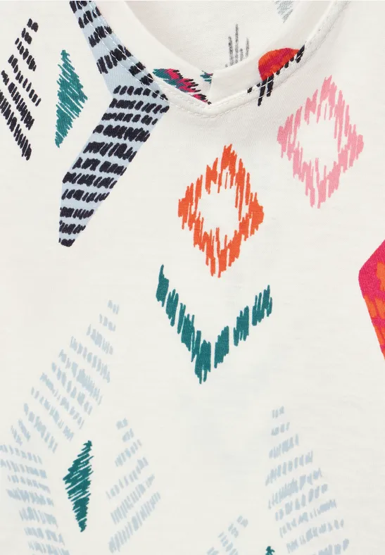 T-shirt met Rhombus-print vanilla white